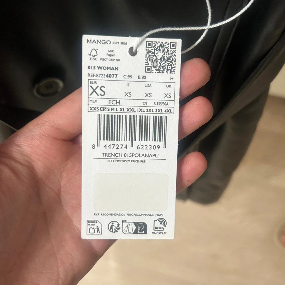 Svart trenchcoat i skinn Mango XS - 2