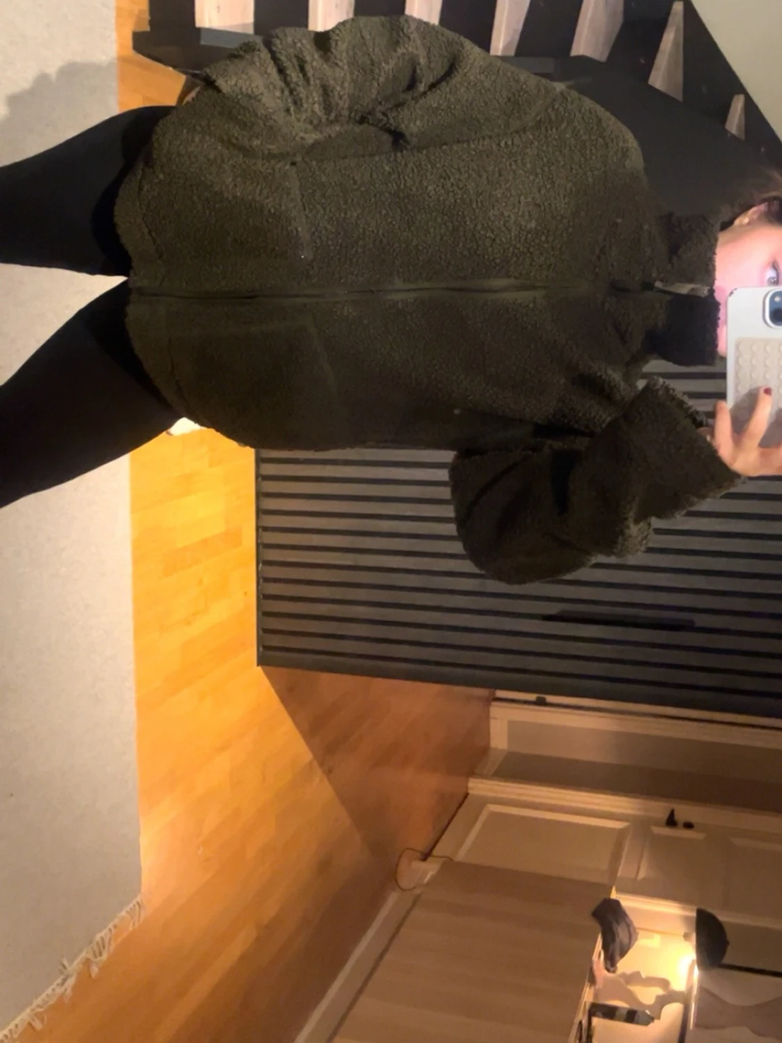 Mörkgrön teddyjacka med dragkedja - 2