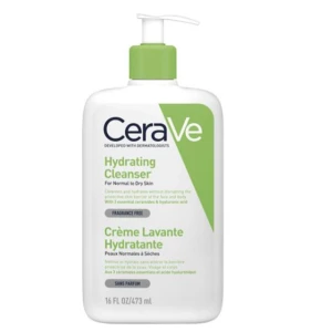 CeraVe Hydrating Cleanser 473 ml - CeraVe Hydrating Cleanser är en mild rengöring för normal till torr hud. Kommer i en vit plastflaska med grön pump och detaljer. Innehåller ceramider och hyaluronsyra, fri från parfym. Perfekt för ansikte och kropp. Säljer den för att jag köpte fel☺️