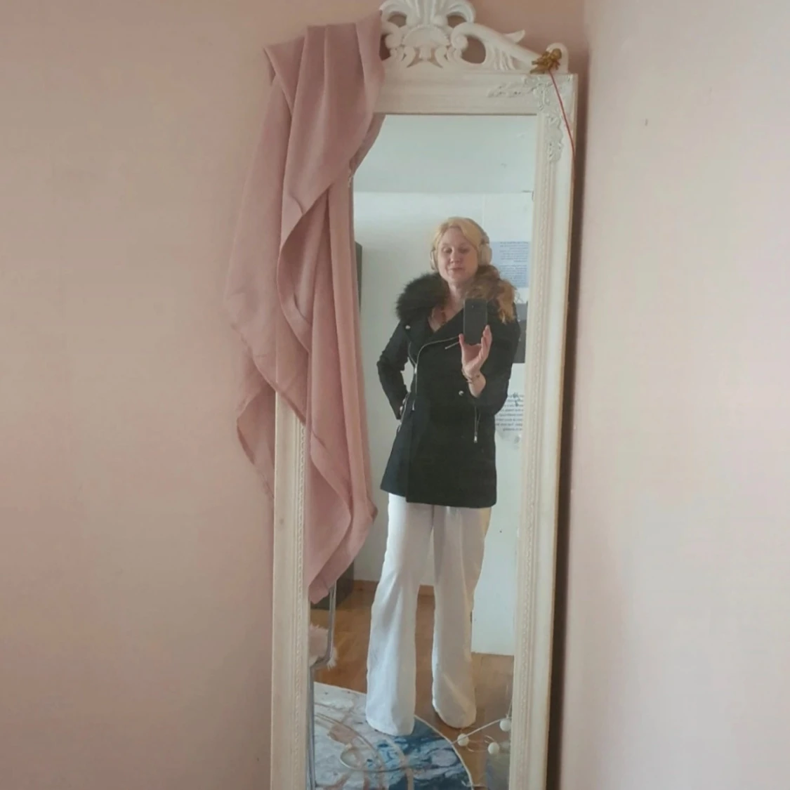 Svart kappa med fuskpäls från Zara - 1