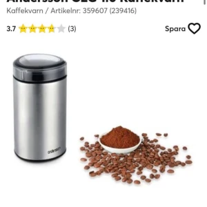 Andersson CEG 1.0 Kaffekvarn - Kaffekvarn i rostfritt stål från Andersson, modell CEG 1.0. Perfekt för att mala kaffebönor till färskt kaffe. Modern design, kompakt och enkel att använda. Produkten ser ut att vara i gott skick utan synligt slitage eller defekter.