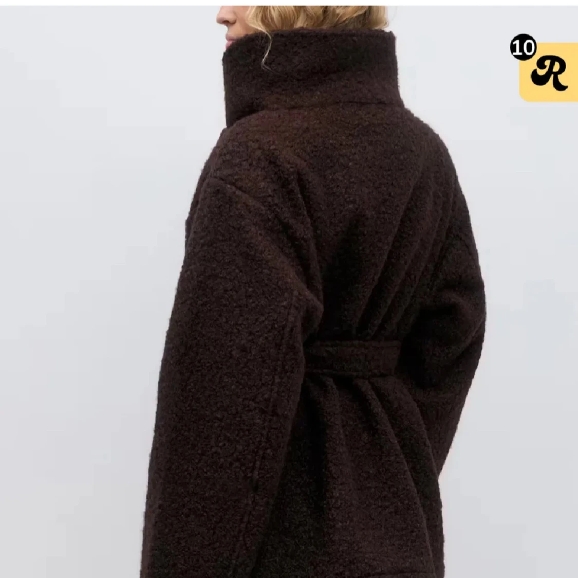 Mörkbrun teddyjacka med bälte - 2