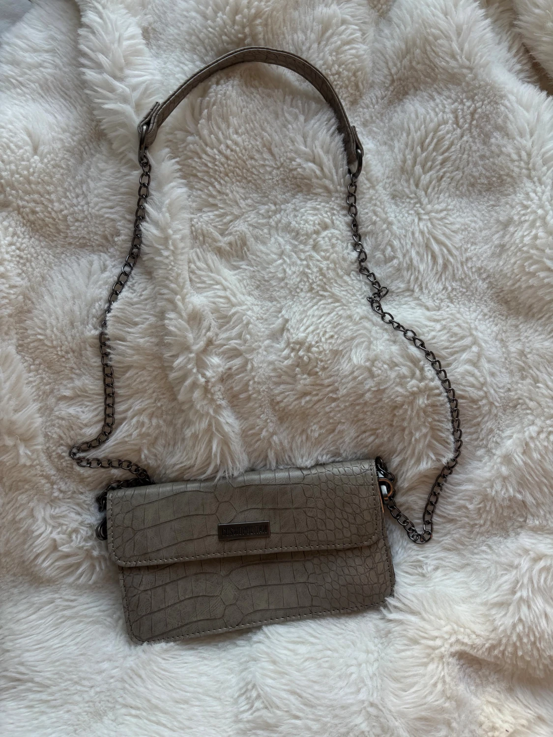 Beige/grå axelväska  - 3