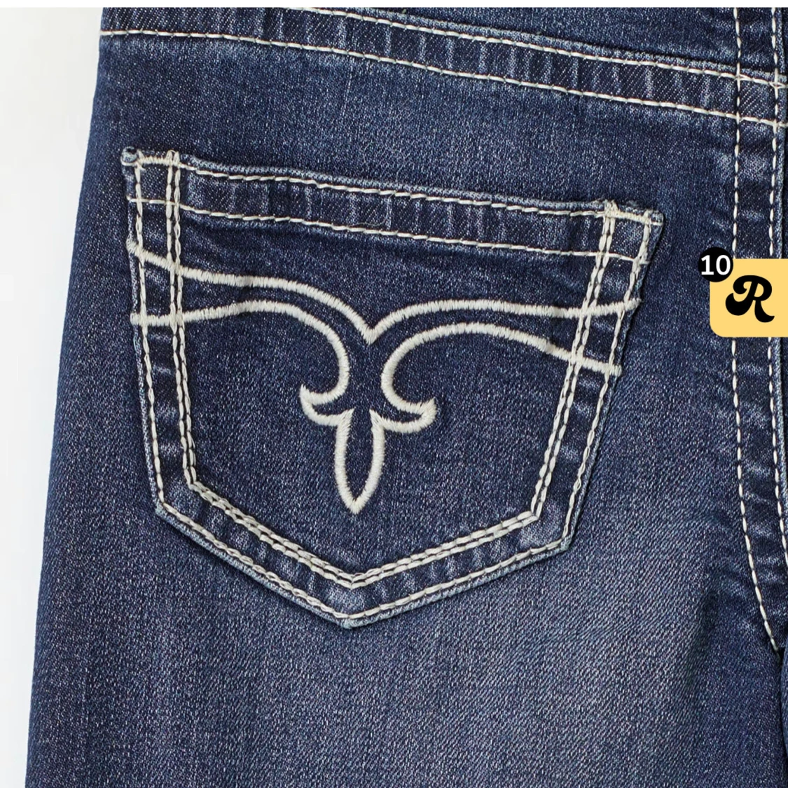 Blå bootcut jeans med slitningar - 3