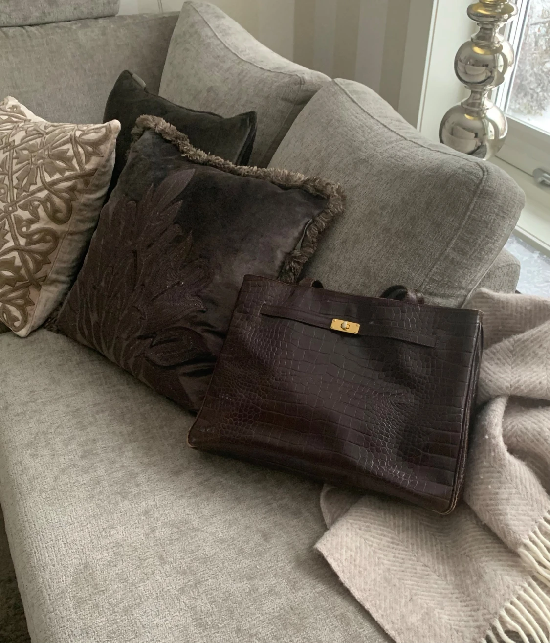 Snygg vintage väska i äkta läder, made in Italy.