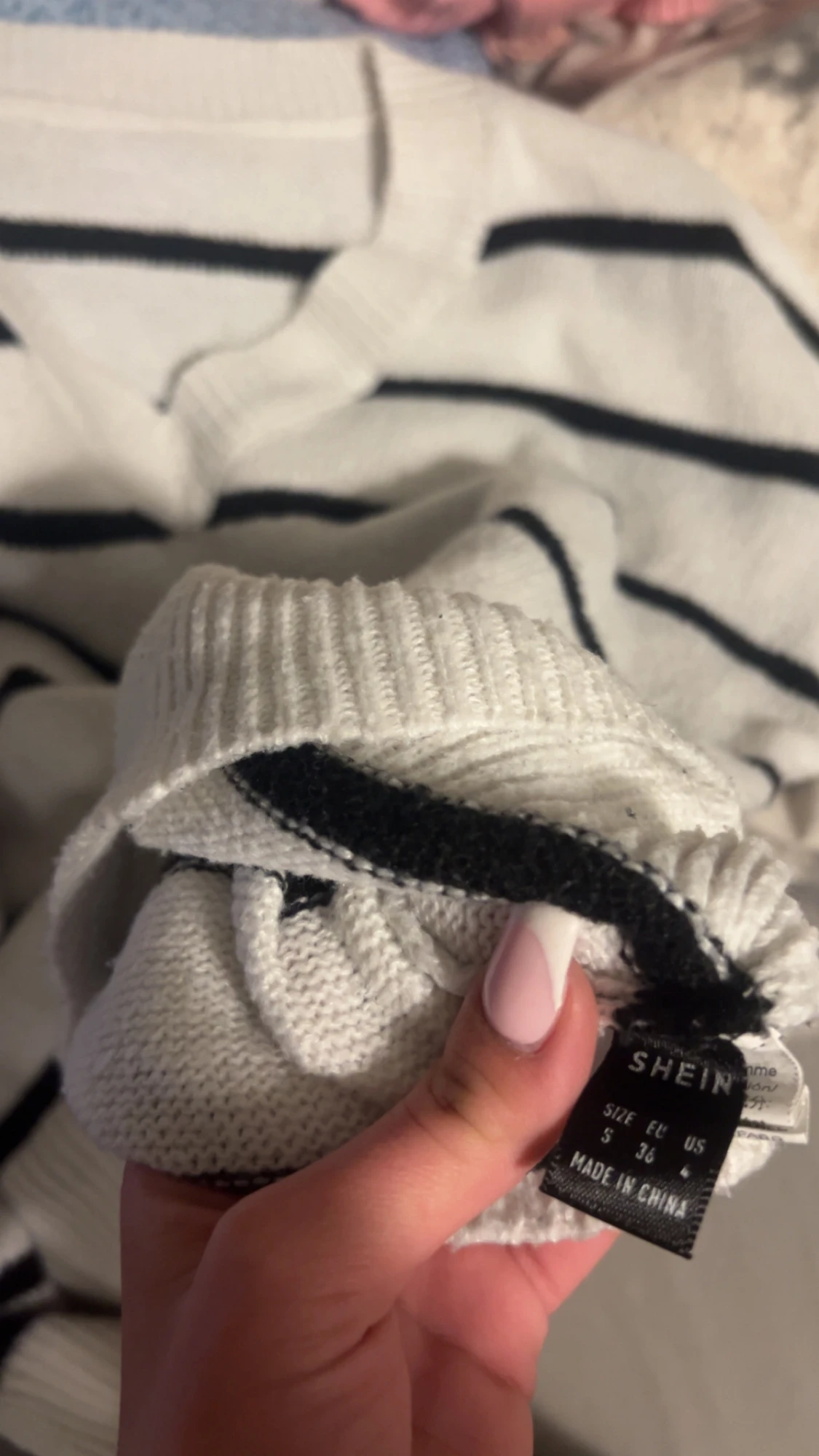 Vit och svart randig croppad tröja Shein - 1