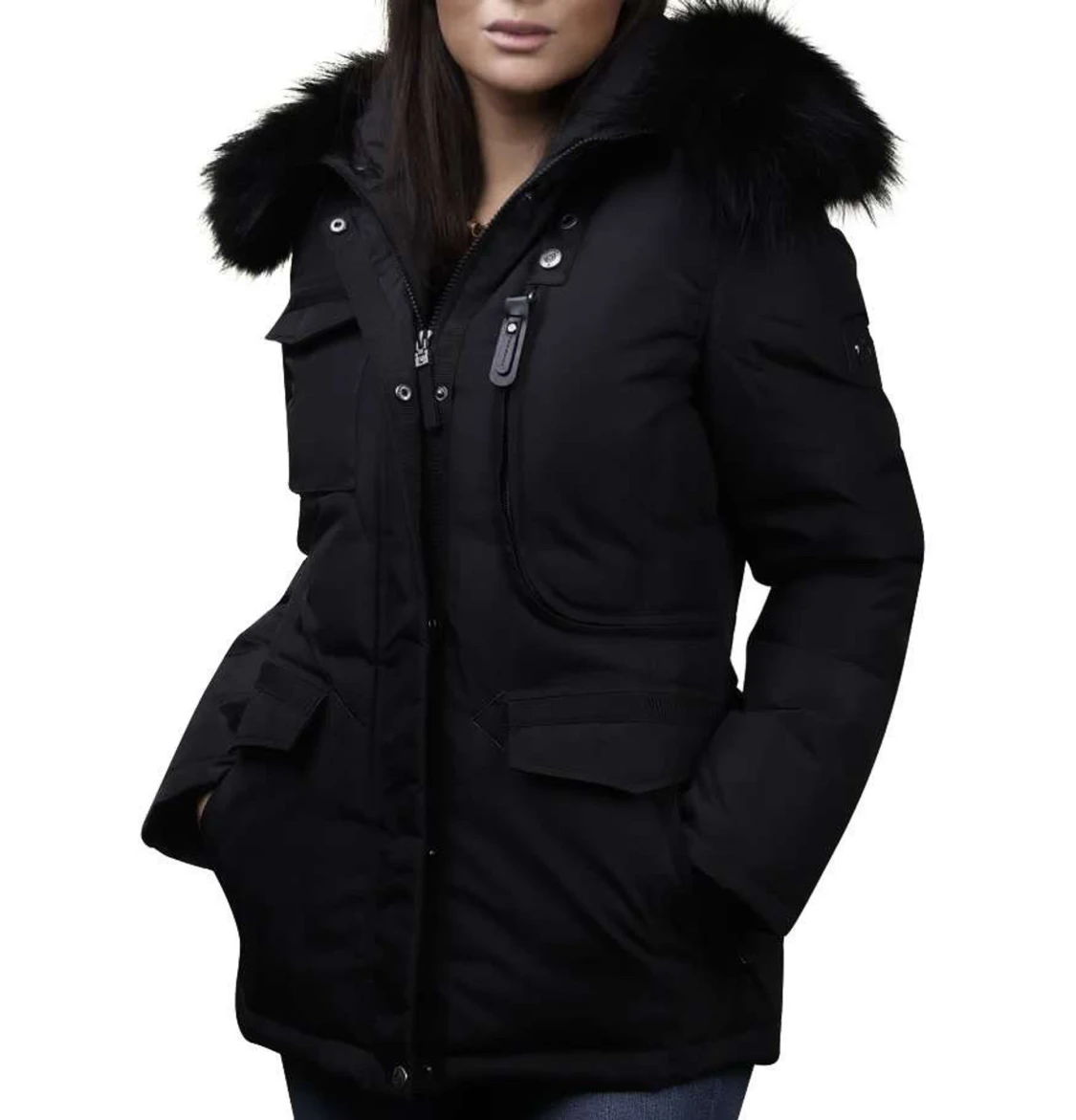 Svart vinterjacka Hollies med päls - 3