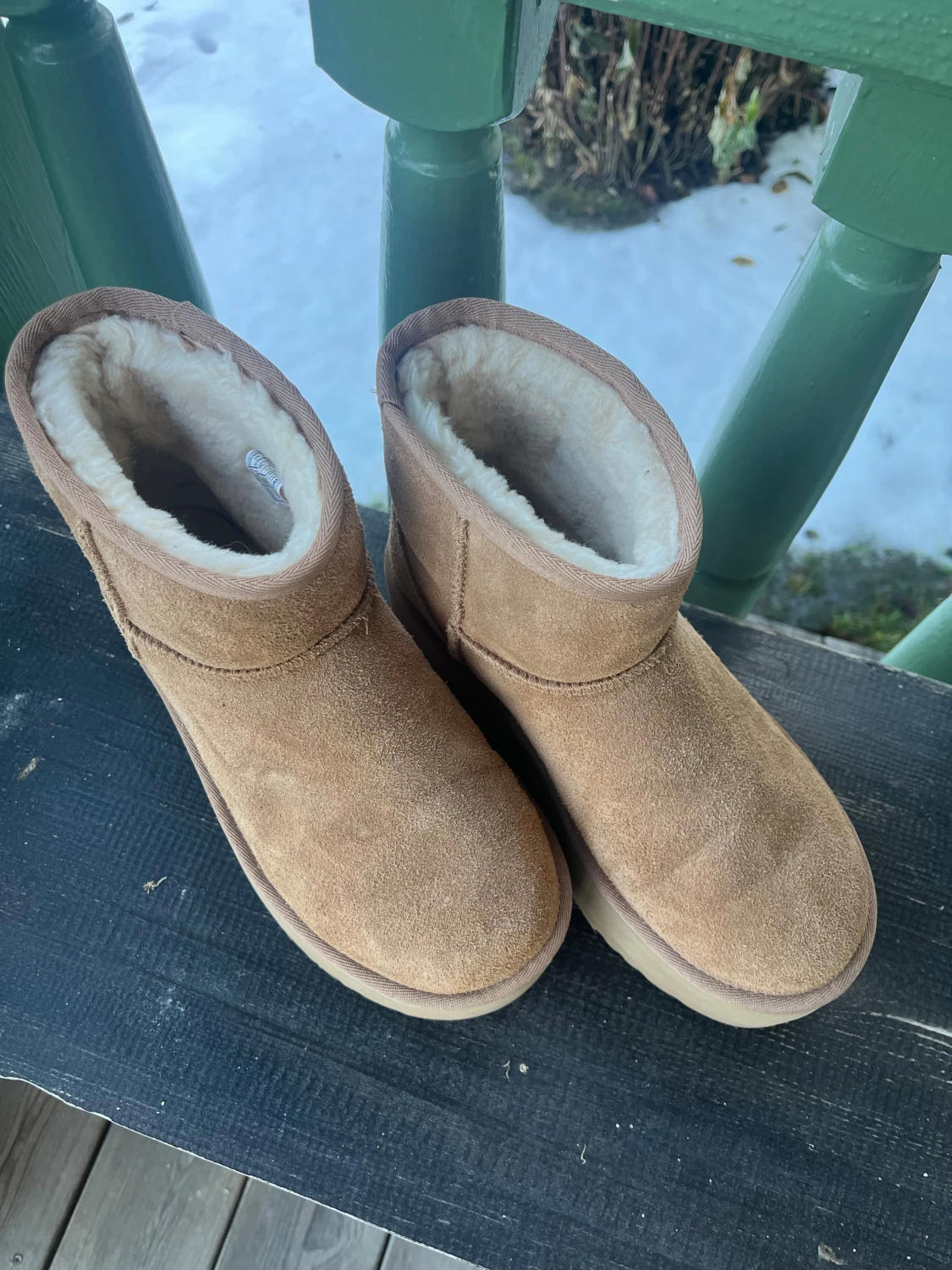 Äkta UGG beige plattform boots i mocka - 5