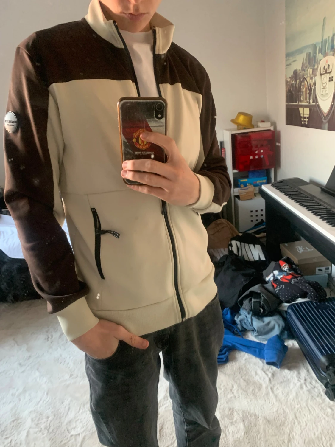 Beige och brun bomberjacka Black Rebel