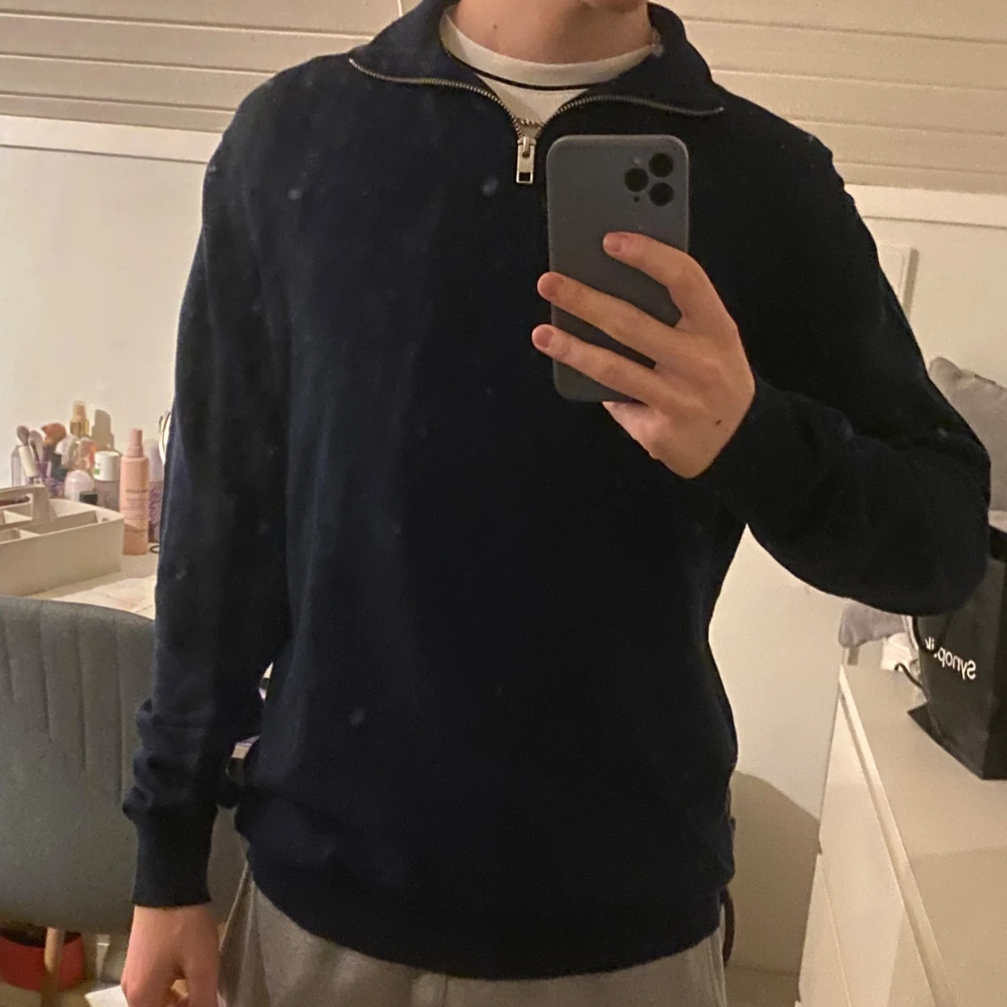 Marinblå half zip från Jack & Jones