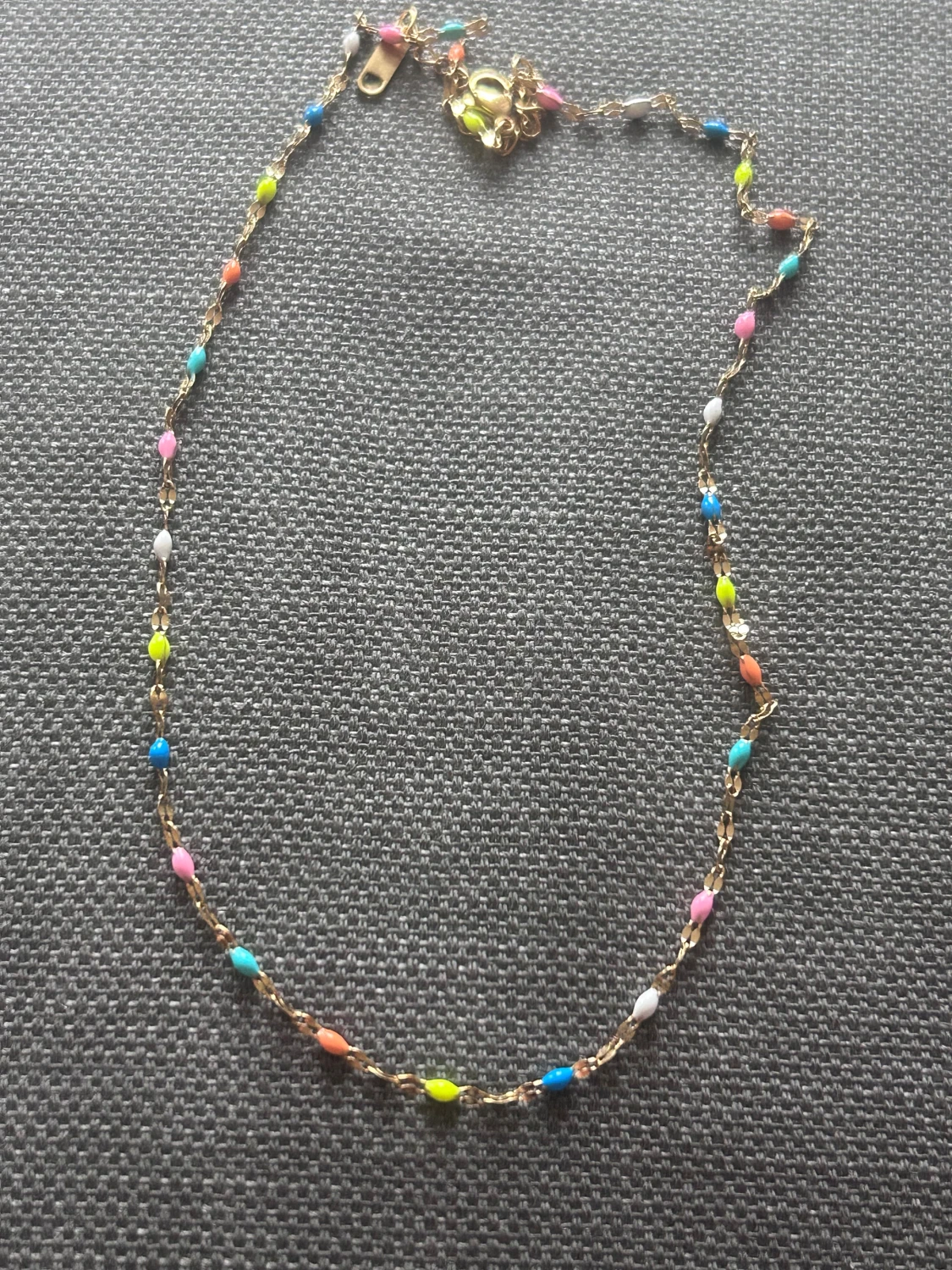 Färgglatt stål halsband med pärlor - 1