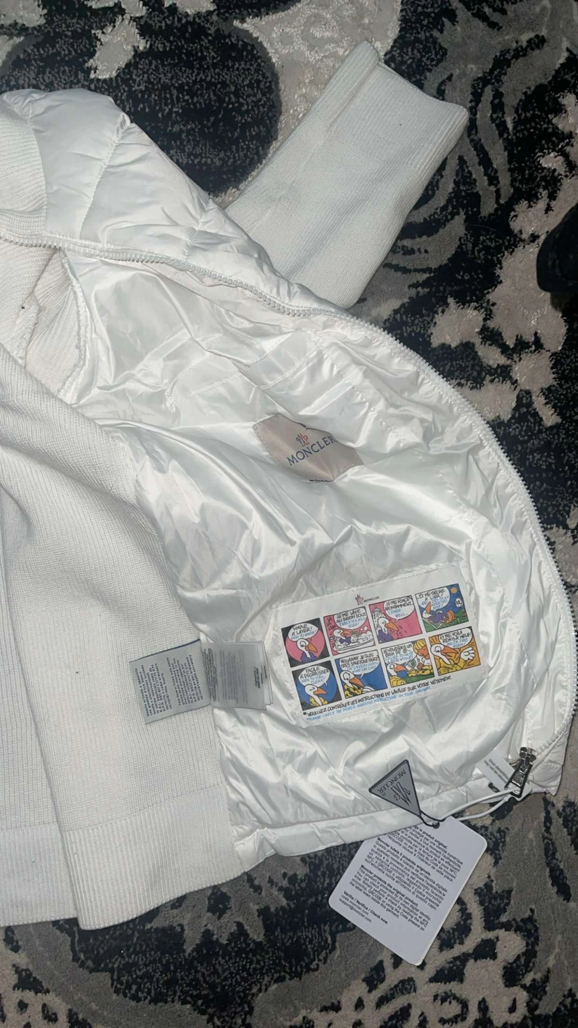 Vit Moncler pufferjacka med stickade ärmar - 1