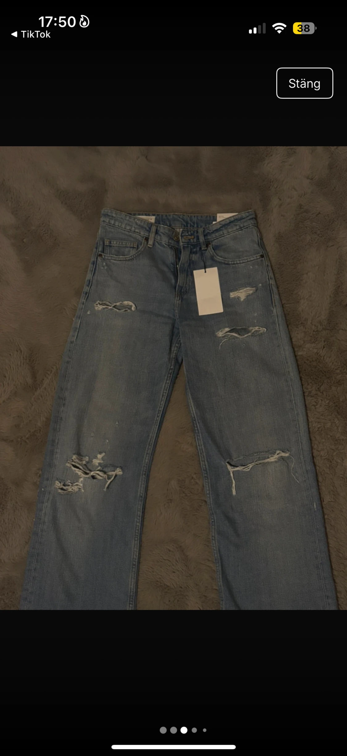 Blå ripped wide jeans från Zara - 1