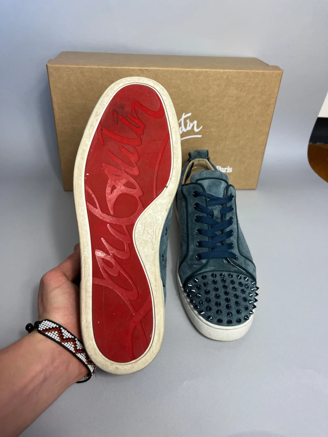 Blå Christian Louboutin sneakers med nitar - 2