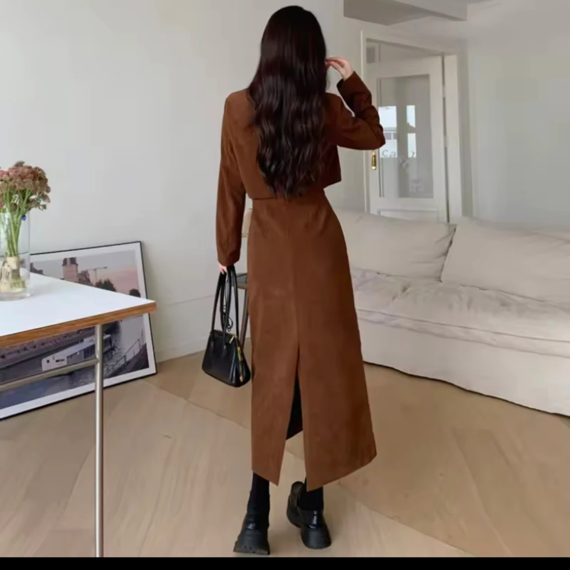 Brun set  lång kjol och topp - 1