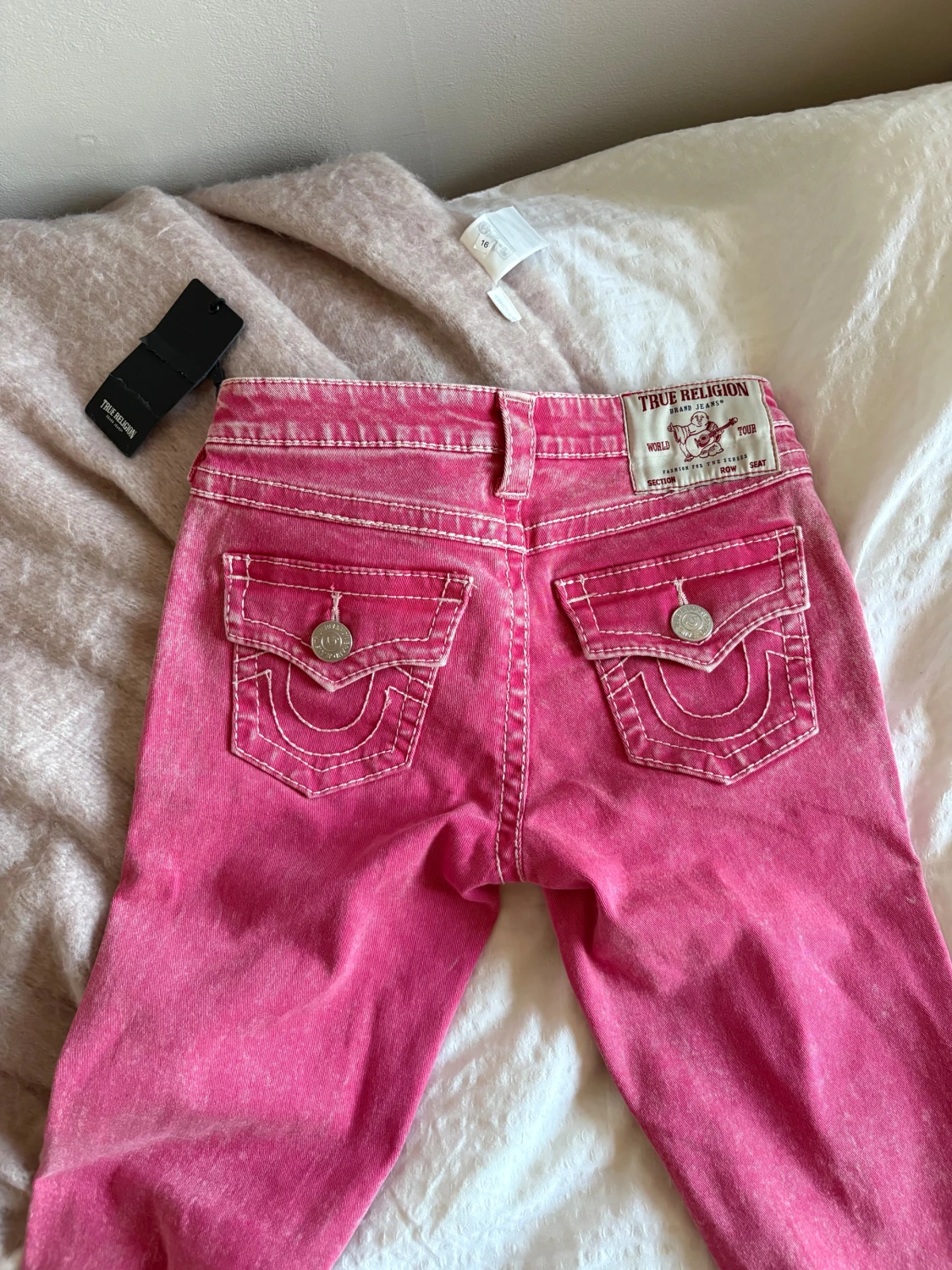 True Religion rosa jeans med kontrastsömmar - 4