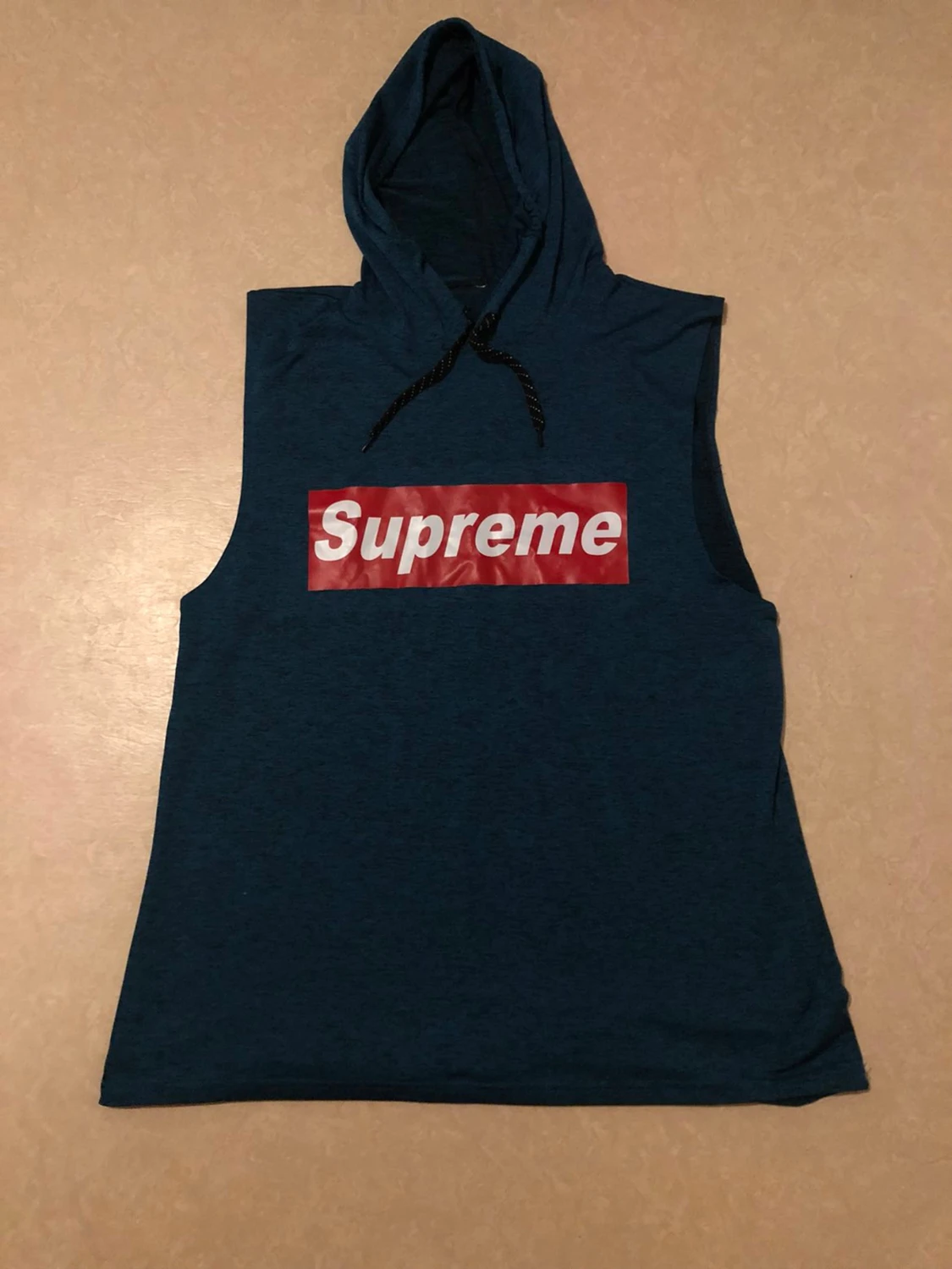 Supreme ärmlös hoodie blå