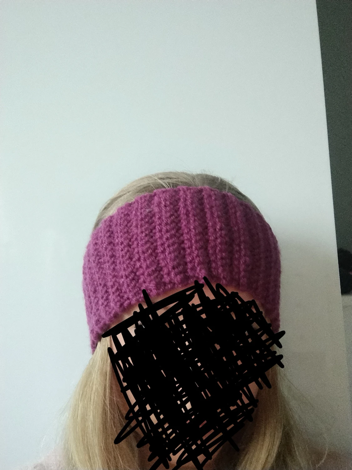 Ribbat handgjort virkat lila pannband - 1