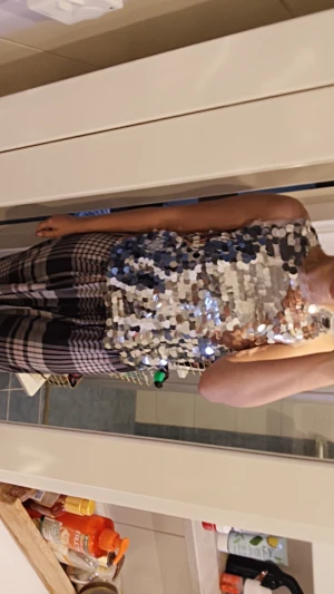 Silvrig paljett topp från Zara Kids - Säljer en ärmlös topp från Zara Kids i storlek 140, men skulle säga som en xs. Framsidan är täckt av stora silverfärgade paljetter som ger ett riktigt glittrigt och coolt intryck. Baksidan är vit och mjuk i bomull. Perfekt för dig som vill sticka ut med en unik och festlig look!💕