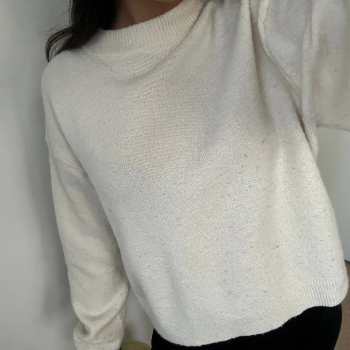 Beige/vit Stickad tröja  - 91