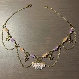 Pink and purple moth necklace - Handmade moth necklace.🎀