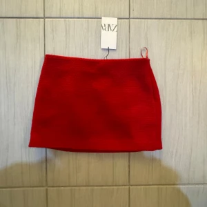 Kjol röd - Super fin kjol från zara som jag köpte på zara nydkligen för 329kr, slutsåld. Går att använda både midrise och lågmidjat beroende på hur man bär den. Perfekt färg till sensommar och höst! Oanvänd med prislapp kvar. Kan mötas upp i Stockholm!