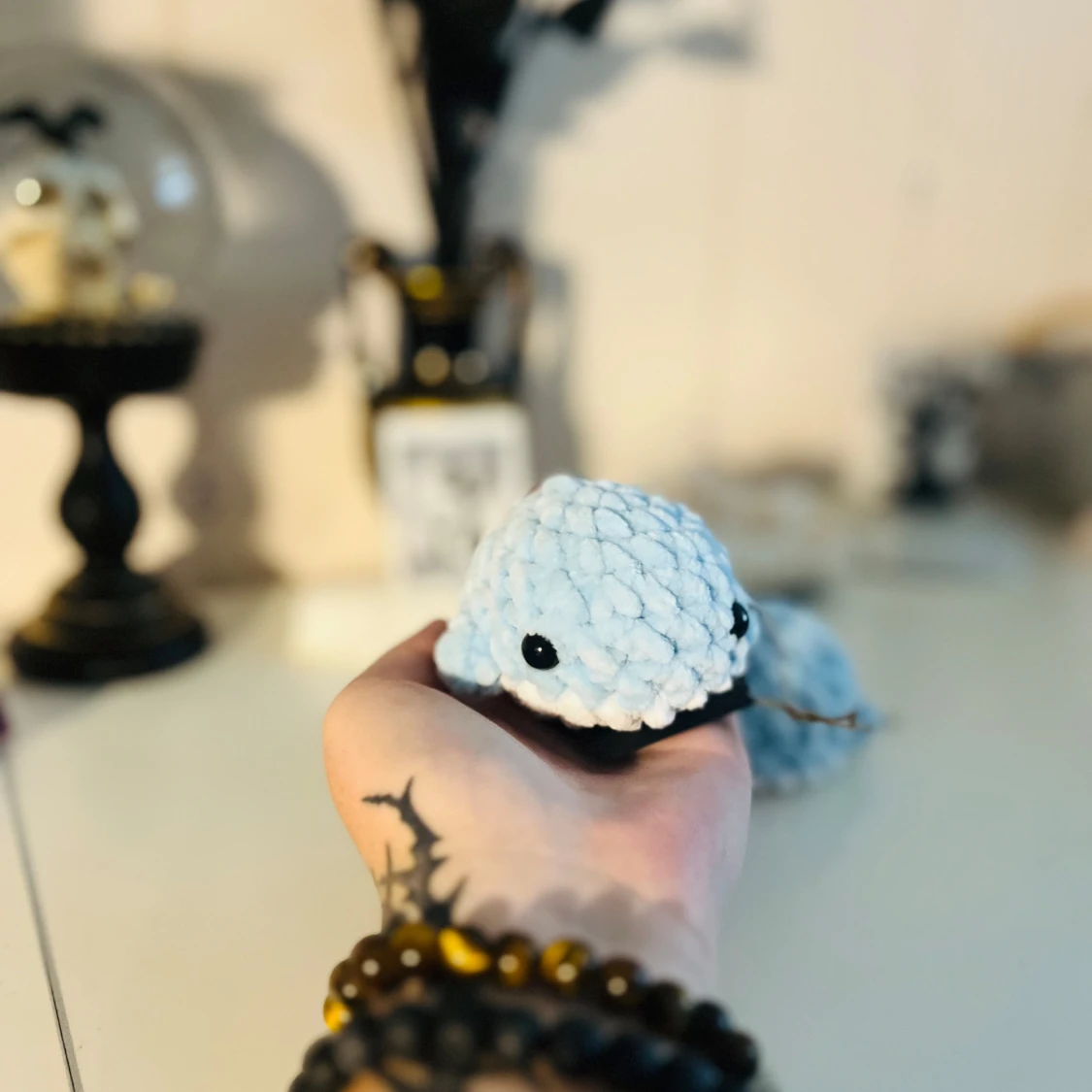 Handgjorda blå virkade valar - 93