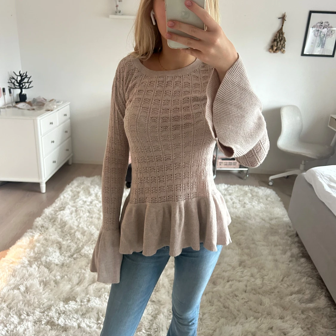 Beige rosa topp/blus - 90