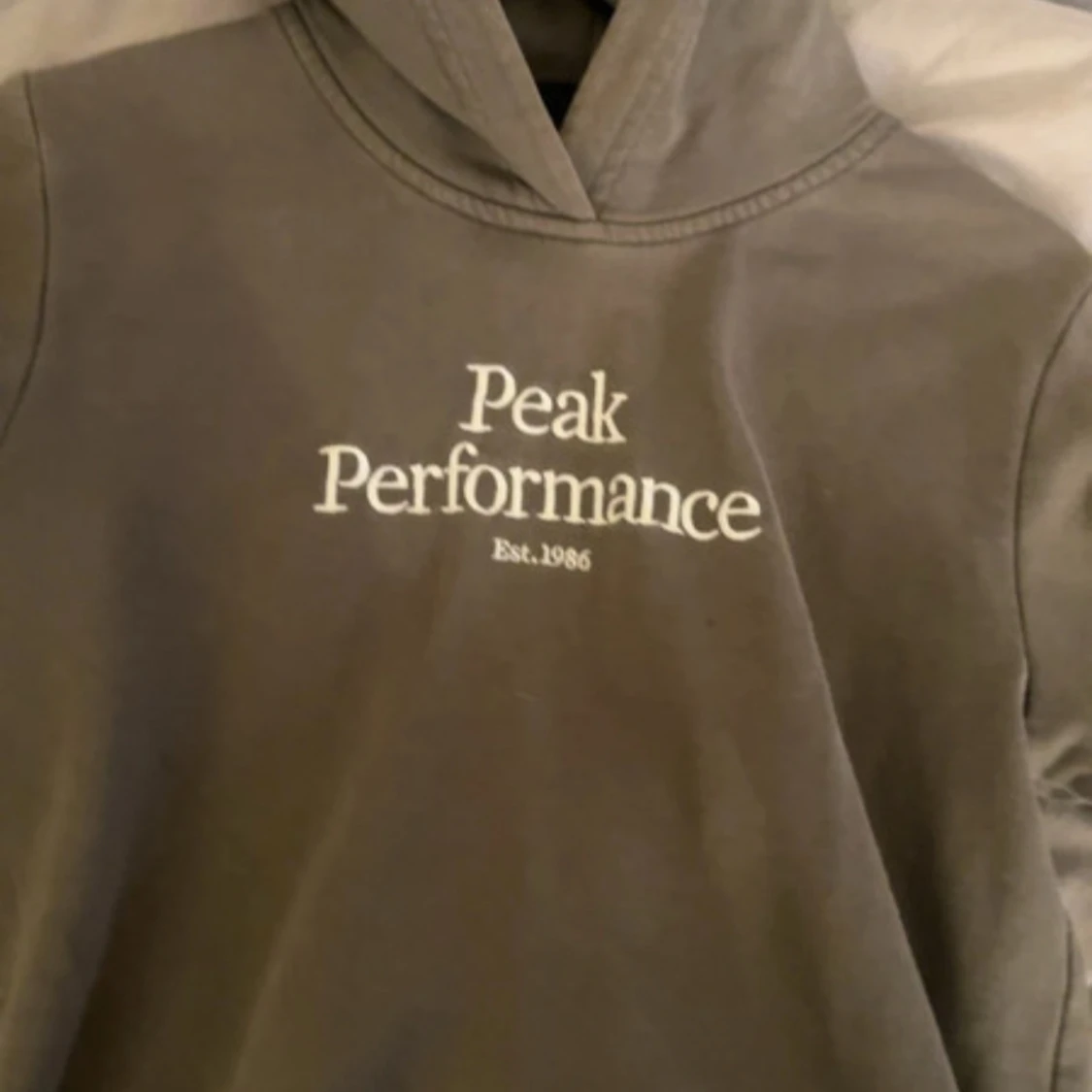 Grå grön hoodie från Peak Performance - 90