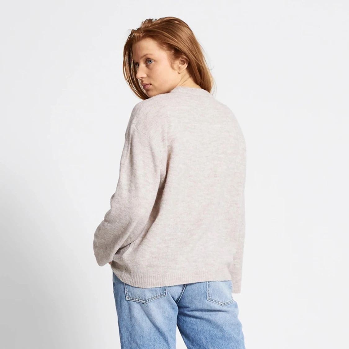 Beige stickad tröja - 90