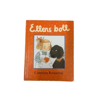 Ellens boll - Säljer en superfin barnbok 'Ellens boll' av Catarina Kruusval. Boken har en härlig orange framsida med vita prickar och en söt illustration av en flicka och en hund. Perfekt för små barn som älskar berättelser om vänskap och lek. Boken är i gott skick och redo för nya äventyr!