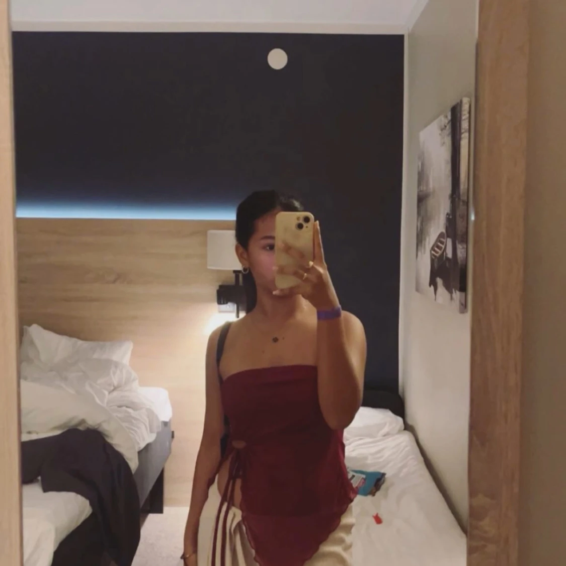 Vinröd tubtopp med knytning - 90