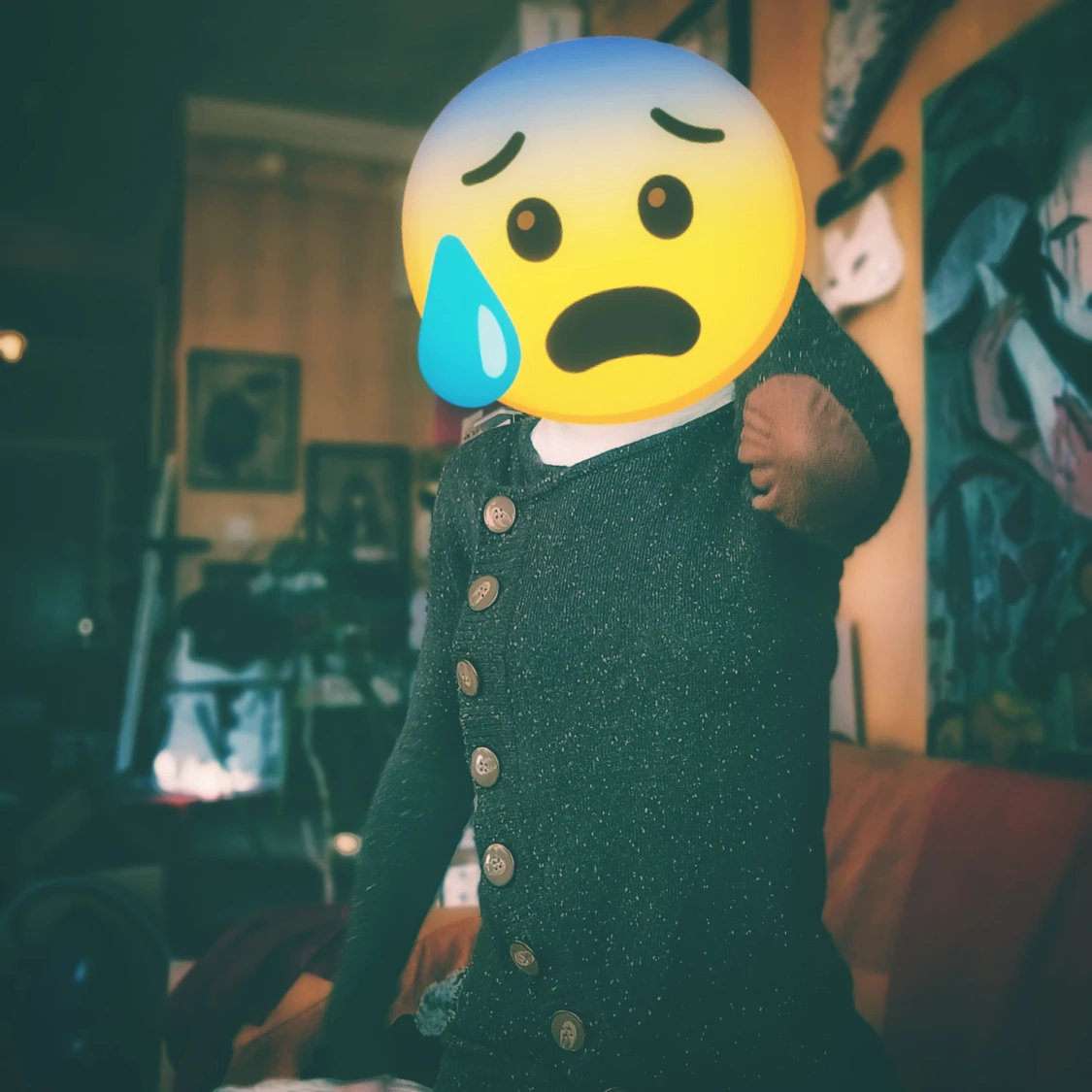 Annorlunda grön stickad tröja - 2