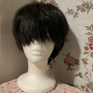 Svart kort peruk - Kort svart peruk som inte kommer till användning längre (pälsdjur finns i hemmet🐈‍⬛) 