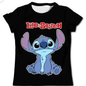 Svart T-shirt med Stitch! - Svart T-shirt med Stitch-motiv fram i storlek 158. Ny! 