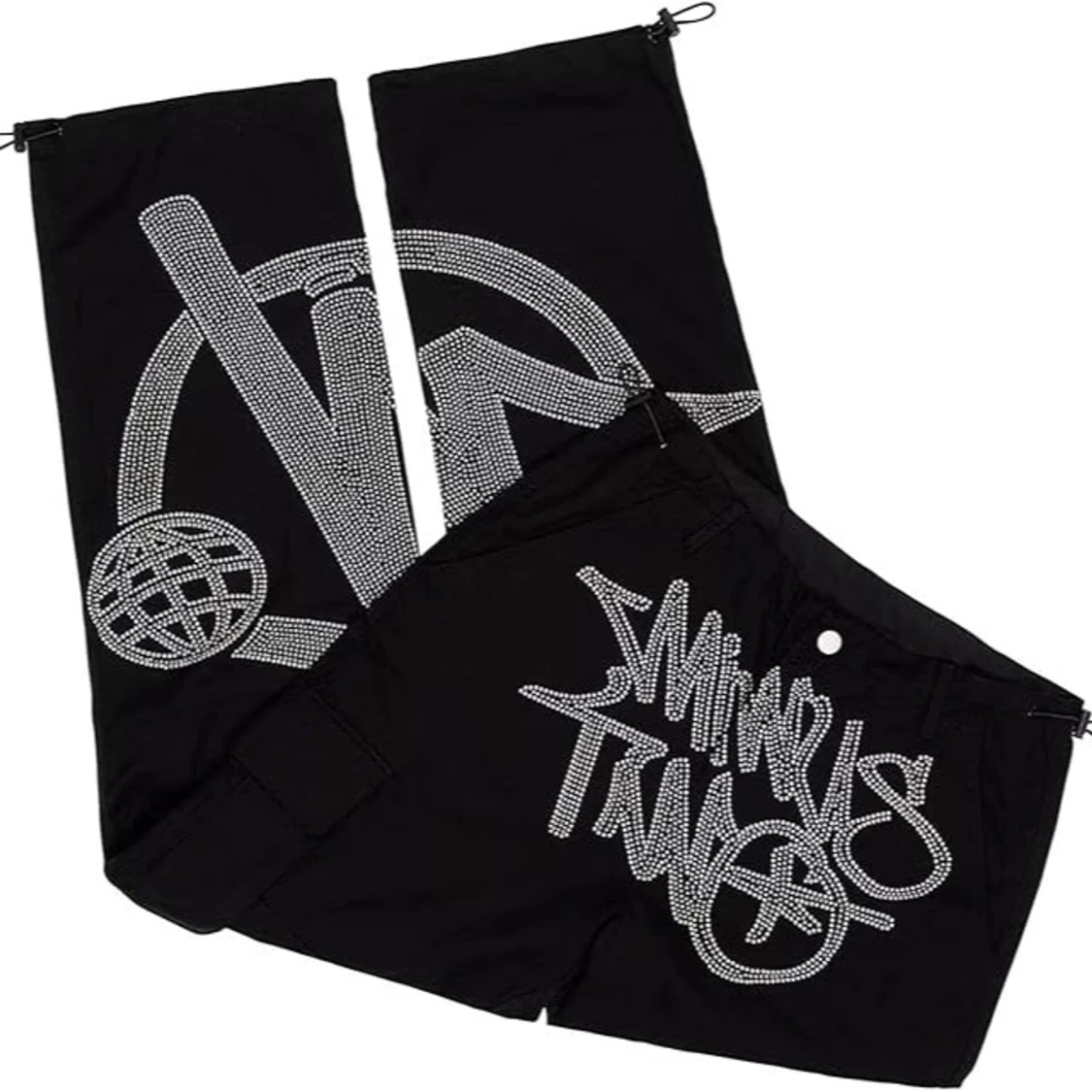 Svarta byxor med grafiskt tryck från minus two