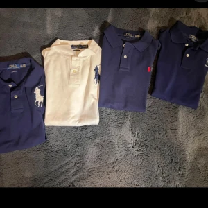 Ralph Lauren pikéer - Säljer nu dessa snygga pikéer från Ralph Lauren som är i barnstorlek L och sitter som Xs/S. Pikéerna har inga synliga tecken på användning. Tveka inte på att höra av dig vid frågor! (Priset är för alla 4 men hör av dig om du skulle vilja köpa en av dem!)