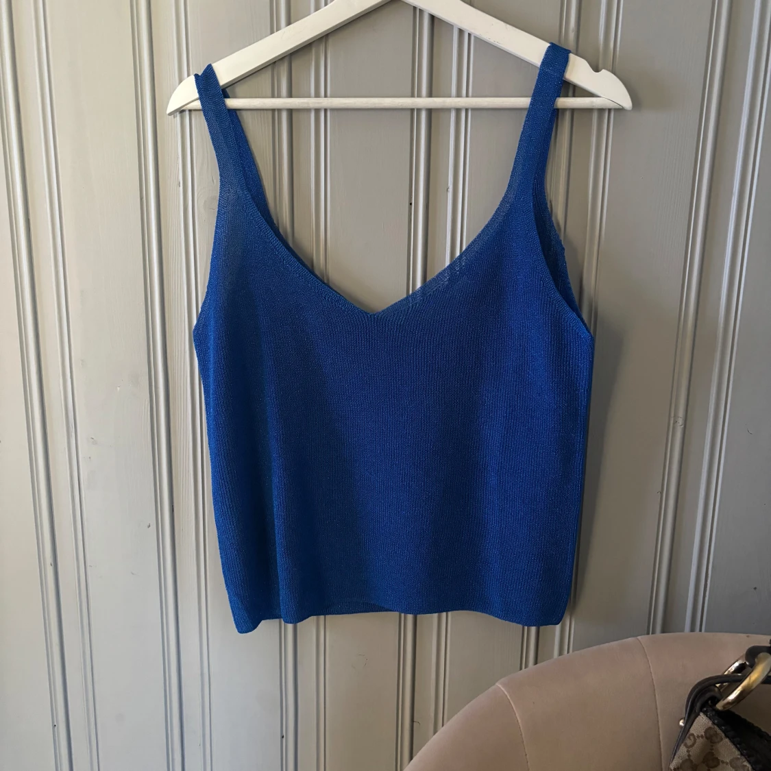 Glittrig blått linne - 91