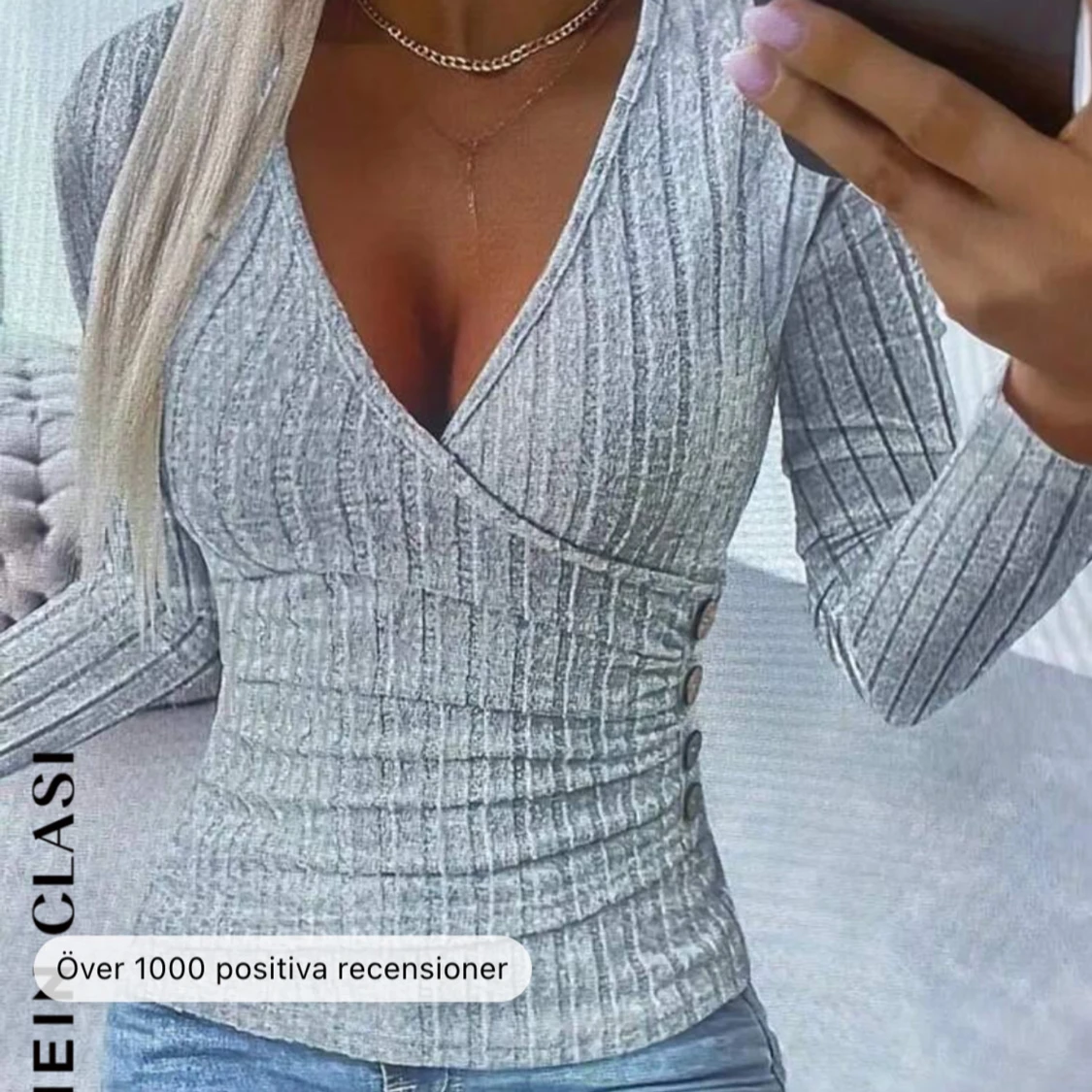 Grå ribbad omlottopp