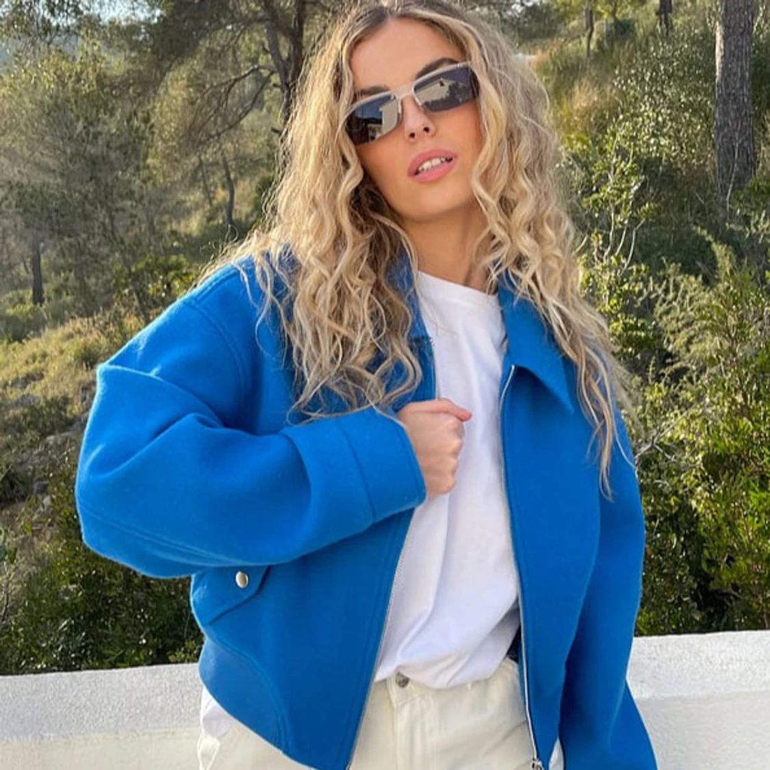 Blå jacka med dragkedja NA-KD - 90