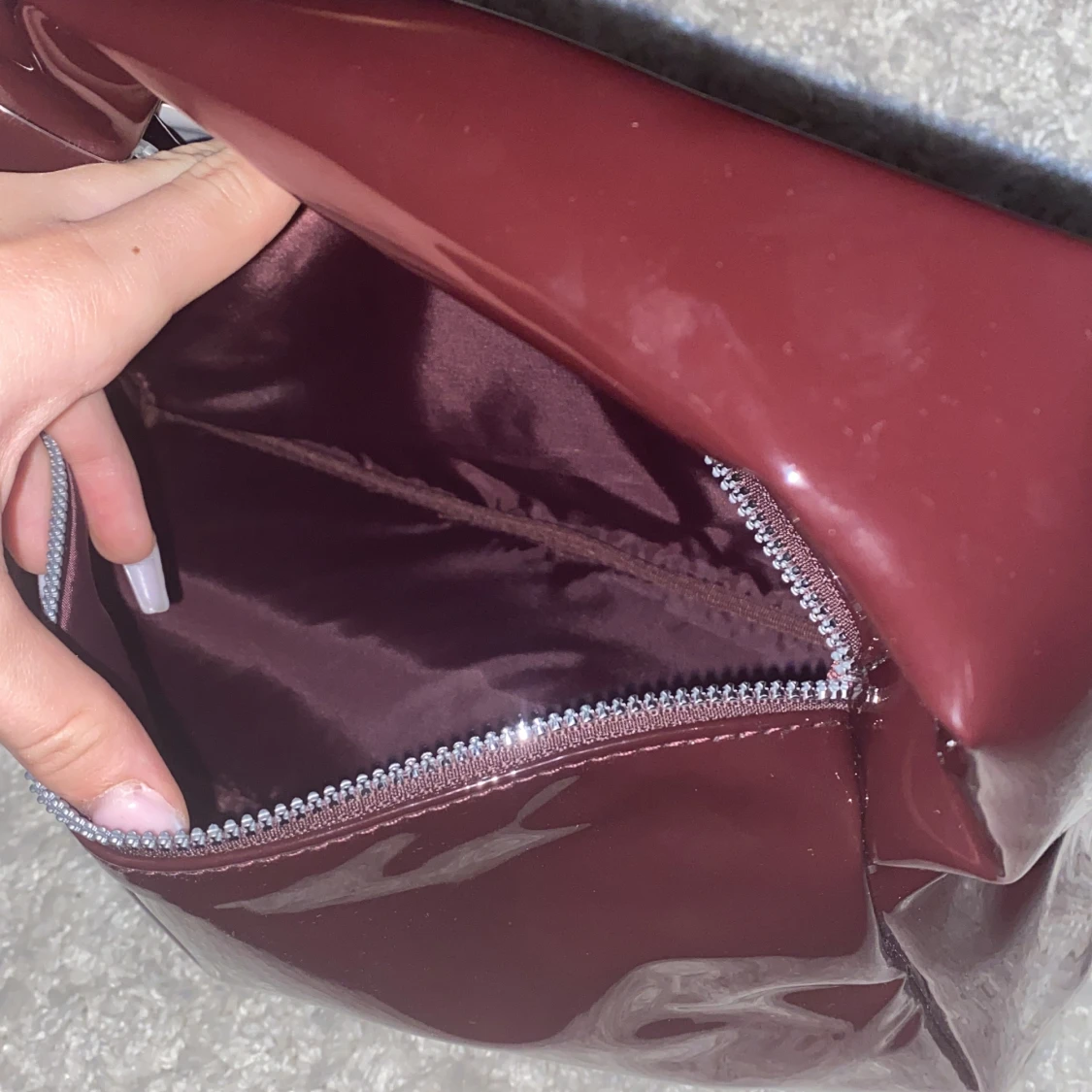 Vinröd höstig handväska - 91