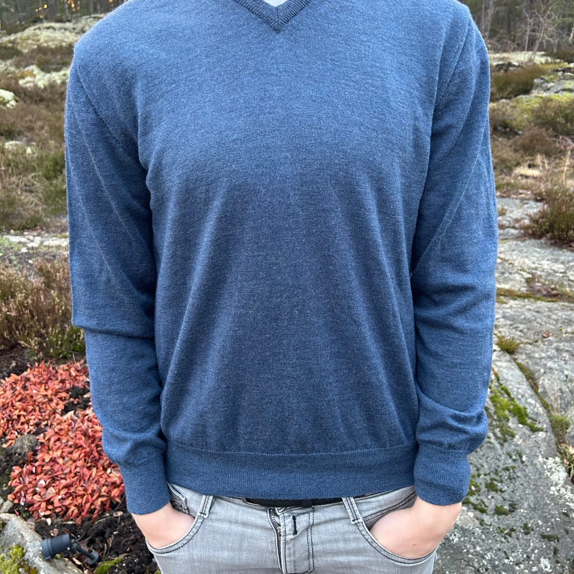 Blå merinoulltröja från Ströms