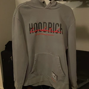 Grå hoodie från Hoodrich - Säljer en grå hoodie från Hoodrich med tryck både fram och bak.