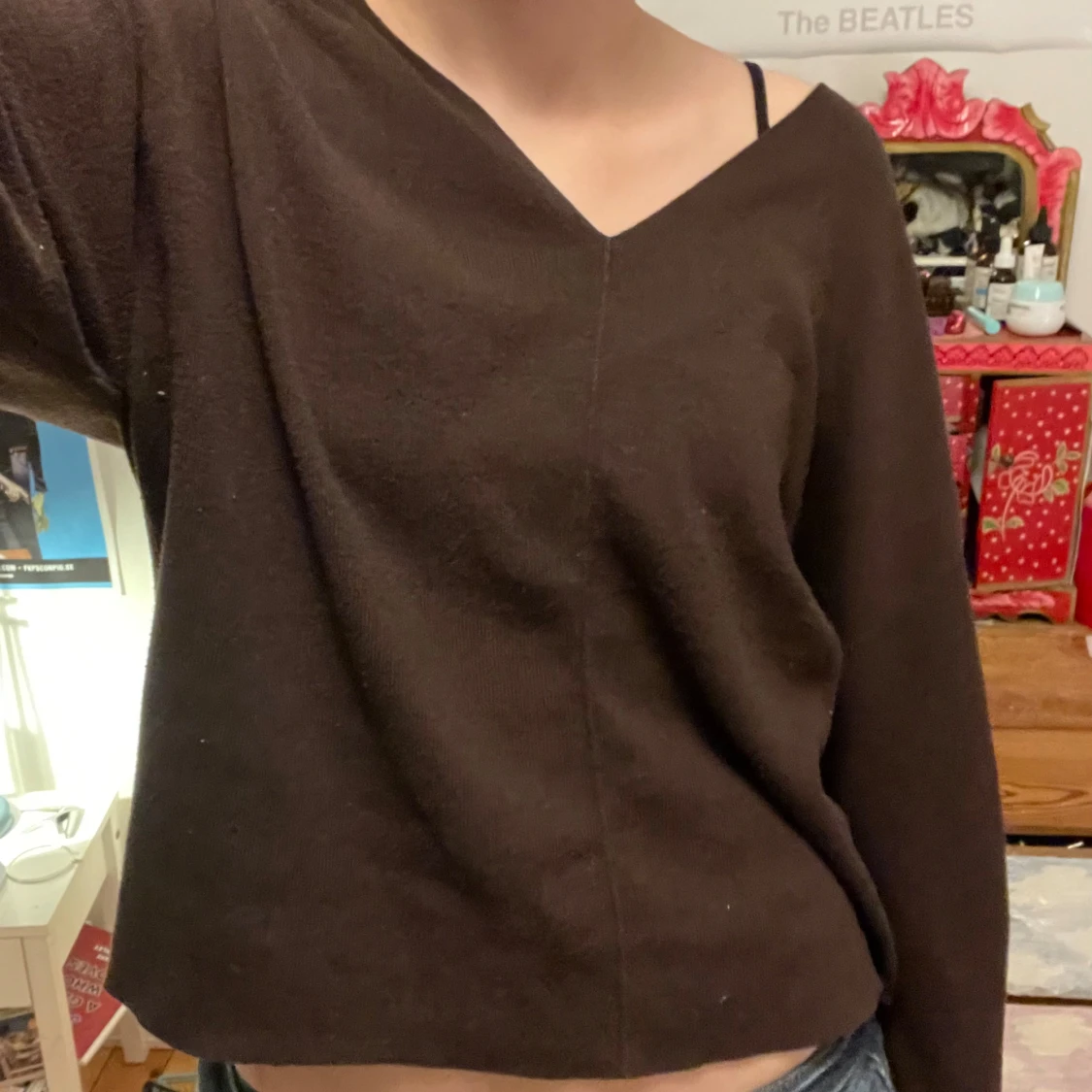 Brun offshoulder tröja - 91