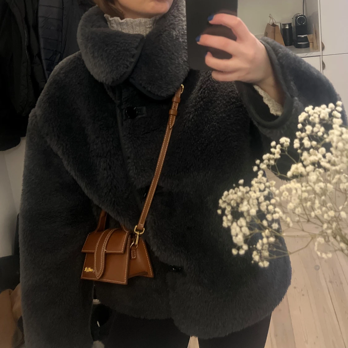 Mörkgrå teddyjacka