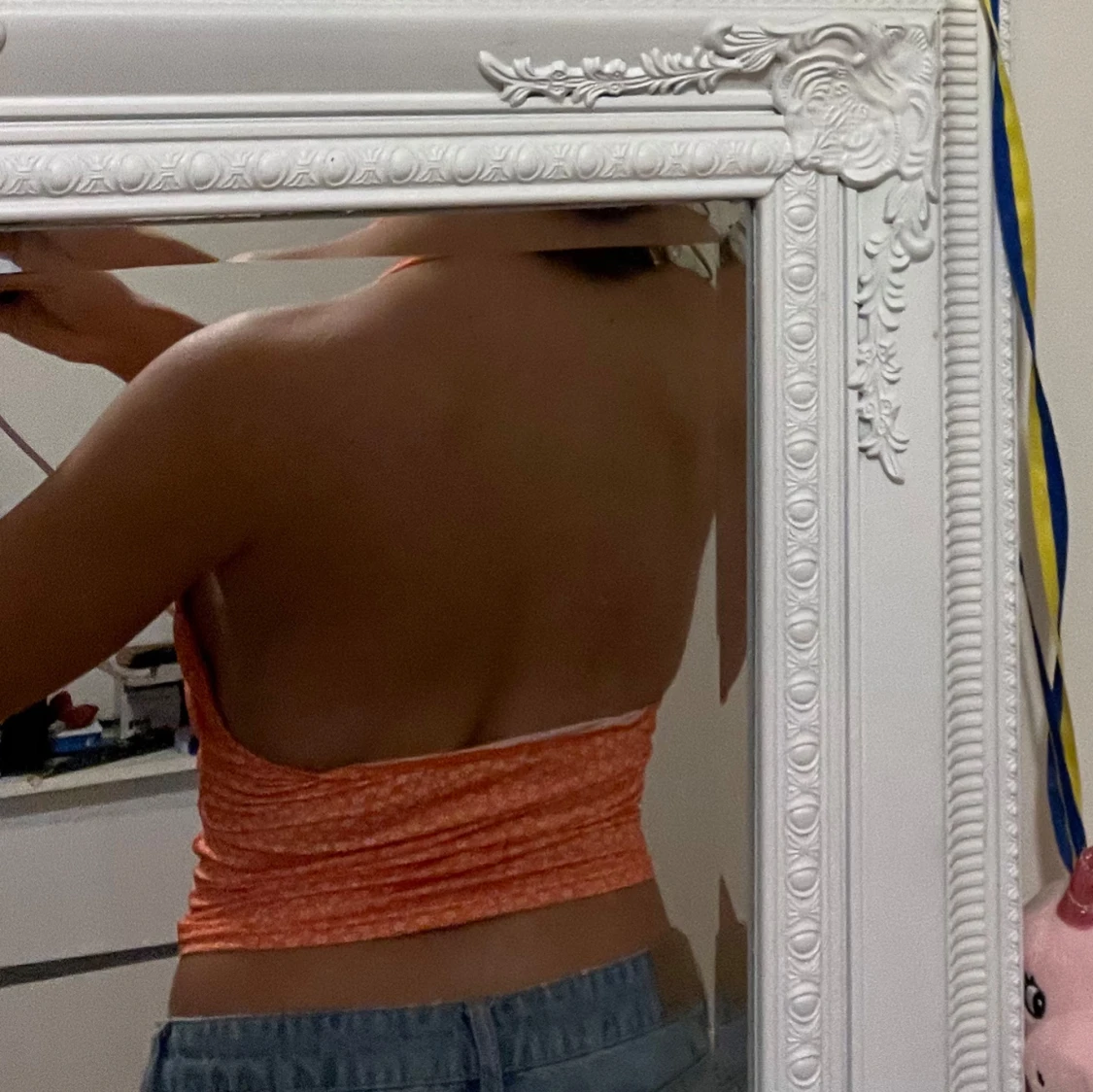 Orange prickig halterneck topp - 2