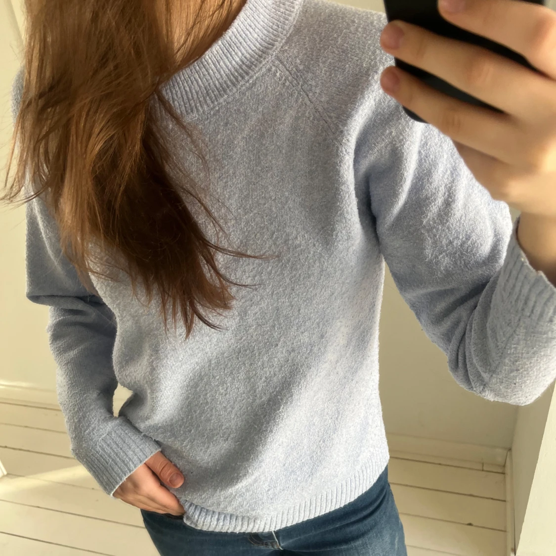 Ljusblå stickad tröja - 2