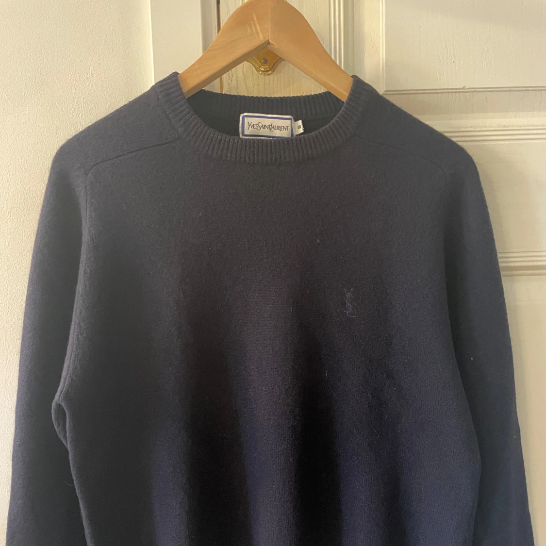 Yves Saint Laurent Navy Ull Stickad Tröja  - 91