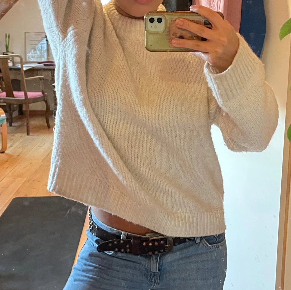 Alpacka blend vit stickad tröja