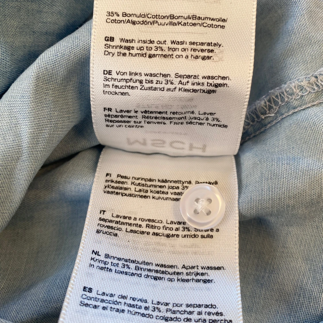 Jeansblus i strl xs från MSCH Copenhagen, modell Jaina 3/4 shirt - 93